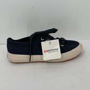 Superga Cotu classic sneakers shoe navy blue lace-up white platform new 7.5